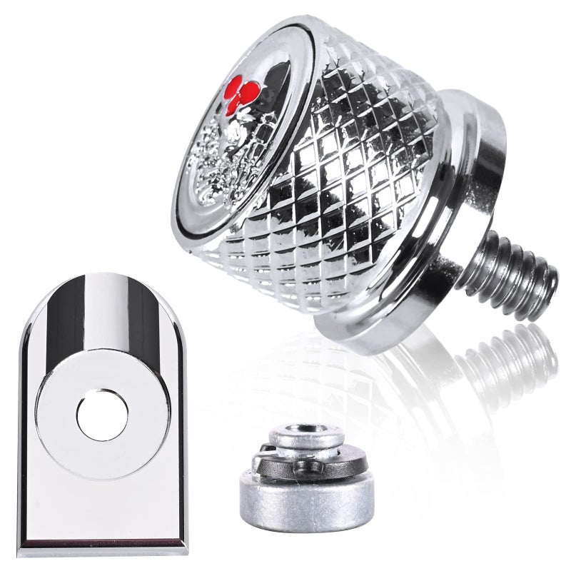 Sresk Motorcycle Fender Rear Seat Bolt 1420 Thread Screw Nut Kit with Mounting Knob Cover for Harley Softail Dyna Fatbob Sportster CVO Touring Electra Glide Street Glide19962025 Chrome 06