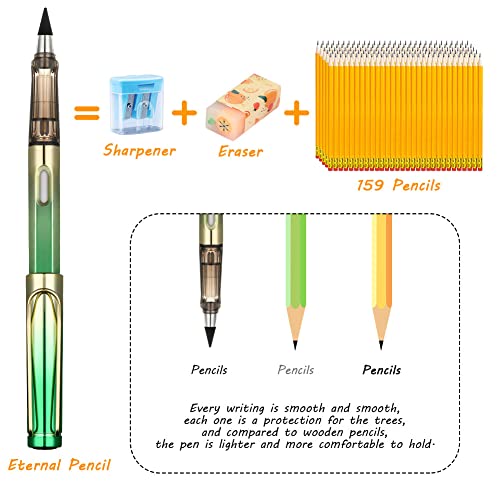 Ainiv Inkless Pencil with Eraser - 5 Sets Infinity Pencil, Reusable with Extra 5 Eraser & 5 Replaceable Nibs for Home, Office & School Writing, Drawing - Image 5
