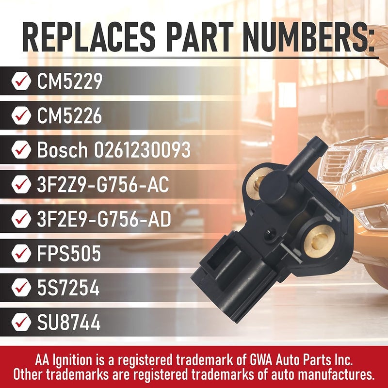 AA Ignition حساس ضغط حقن الوقود - بديل CM5229، 0261230093، 3F2Z9G756AC - متوافق مع سيارات فورد، لينكولن وميركوري - كراون فيكتوريا، F250 سوبر ديوتي، فوكاس، إكسبلورر، موستانج، E-150 - Image 3