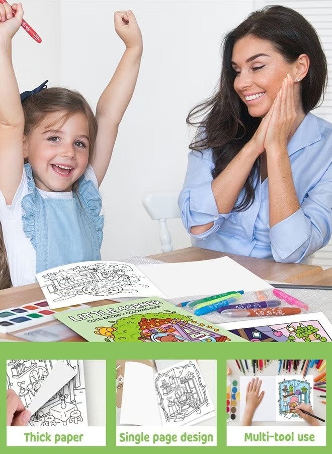 GMORO Cute & Comfy Coloring Book Gift Set (4 Books, 40 Pages Each) - Comfy Days, Corner of Life, Fashion Vibes, Little Corner - Thick Paper, Single-Page Design, Stress Relief for Adults & Kids - Perfect Creative Gift for Artists & Families - Image 2