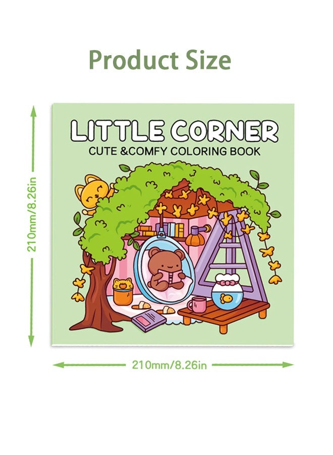 GMORO Cute & Comfy Coloring Book Gift Set (4 Books, 40 Pages Each) - Comfy Days, Corner of Life, Fashion Vibes, Little Corner - Thick Paper, Single-Page Design, Stress Relief for Adults & Kids - Perfect Creative Gift for Artists & Families - Image 4