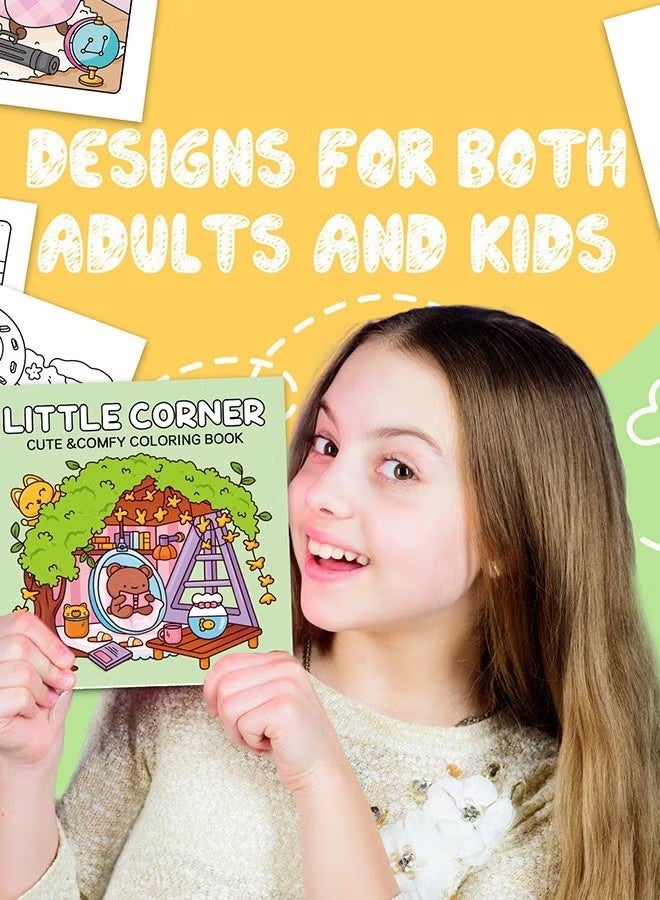 GMORO Cute & Comfy Coloring Book Gift Set (4 Books, 40 Pages Each) - Comfy Days, Corner of Life, Fashion Vibes, Little Corner - Thick Paper, Single-Page Design, Stress Relief for Adults & Kids - Perfect Creative Gift for Artists & Families - Image 3