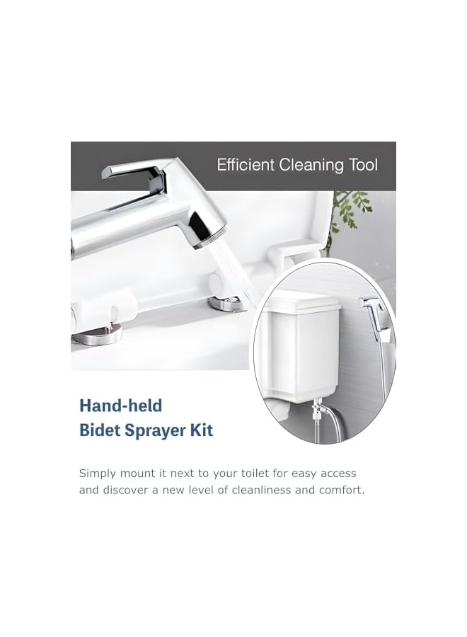 The Bros رشاش شطاف للمرحاض، رشاش حمام يدوي من الفولاذ المقاوم للصدأ مع خرطوم بطول 47 بوصة، مثبت على الحائط، تشطيب كروم للنظافة الشخصية، دش مسلم، غسيل أنثوي، تنظيف حفاضات، تنظيف الحيوانات الأليفة - Image 4