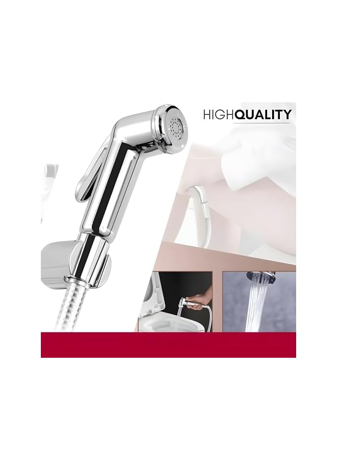 The Bros رشاش شطاف للمرحاض، رشاش حمام يدوي من الفولاذ المقاوم للصدأ مع خرطوم بطول 47 بوصة، مثبت على الحائط، تشطيب كروم للنظافة الشخصية، دش مسلم، غسيل أنثوي، تنظيف حفاضات، تنظيف الحيوانات الأليفة - Image 5