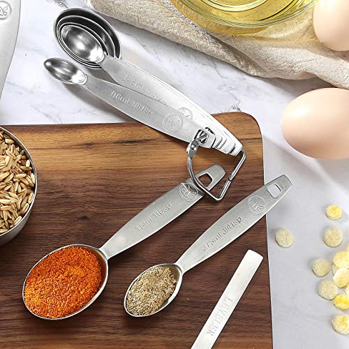 Lucksury 18/8 Stainless Steel Measuring Spoons Set - 13 Piece, Includes 7 Oval, 1 Leveler and 5 Mini Spoons, Fits Spice Jar - Image 2