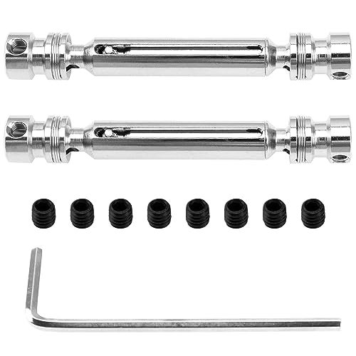Vgoohobby 2Pack Metal Rear Drive Shaft CVD Transmission Axle Compatible with Wltoys 12428 12423 12429 FY03 FY04 FY05 JJRC Q39 Q46 1/12 RC Crawler Car (Silver) - Image 2