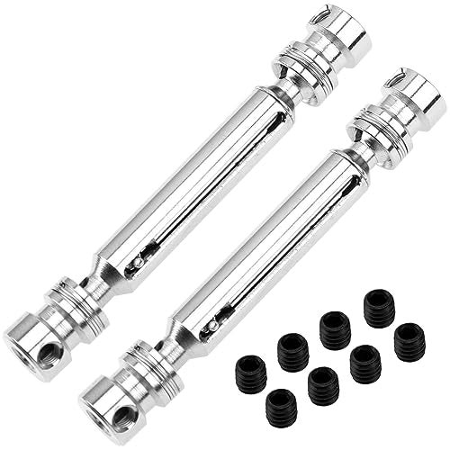 Vgoohobby 2Pack Metal Rear Drive Shaft CVD Transmission Axle Compatible with Wltoys 12428 12423 12429 FY03 FY04 FY05 JJRC Q39 Q46 1/12 RC Crawler Car (Silver) - Image 4