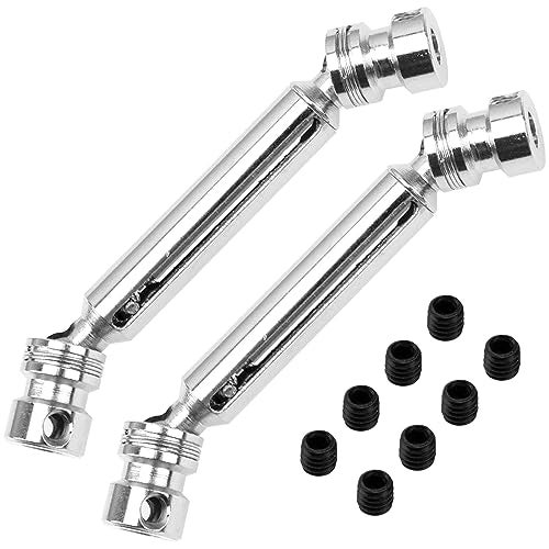 Vgoohobby 2Pack Metal Rear Drive Shaft CVD Transmission Axle Compatible with Wltoys 12428 12423 12429 FY03 FY04 FY05 JJRC Q39 Q46 1/12 RC Crawler Car (Silver) - Image 3