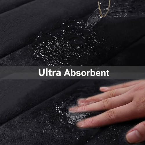 Buganda Memory Foam Bath Mat, 30" x 20", Ultra Soft and Non-Slip Bathroom Rugs, Water Absorbent and Machine Washable Bath Rug for Bathroom, Shower, and Tub, Black - Image 4