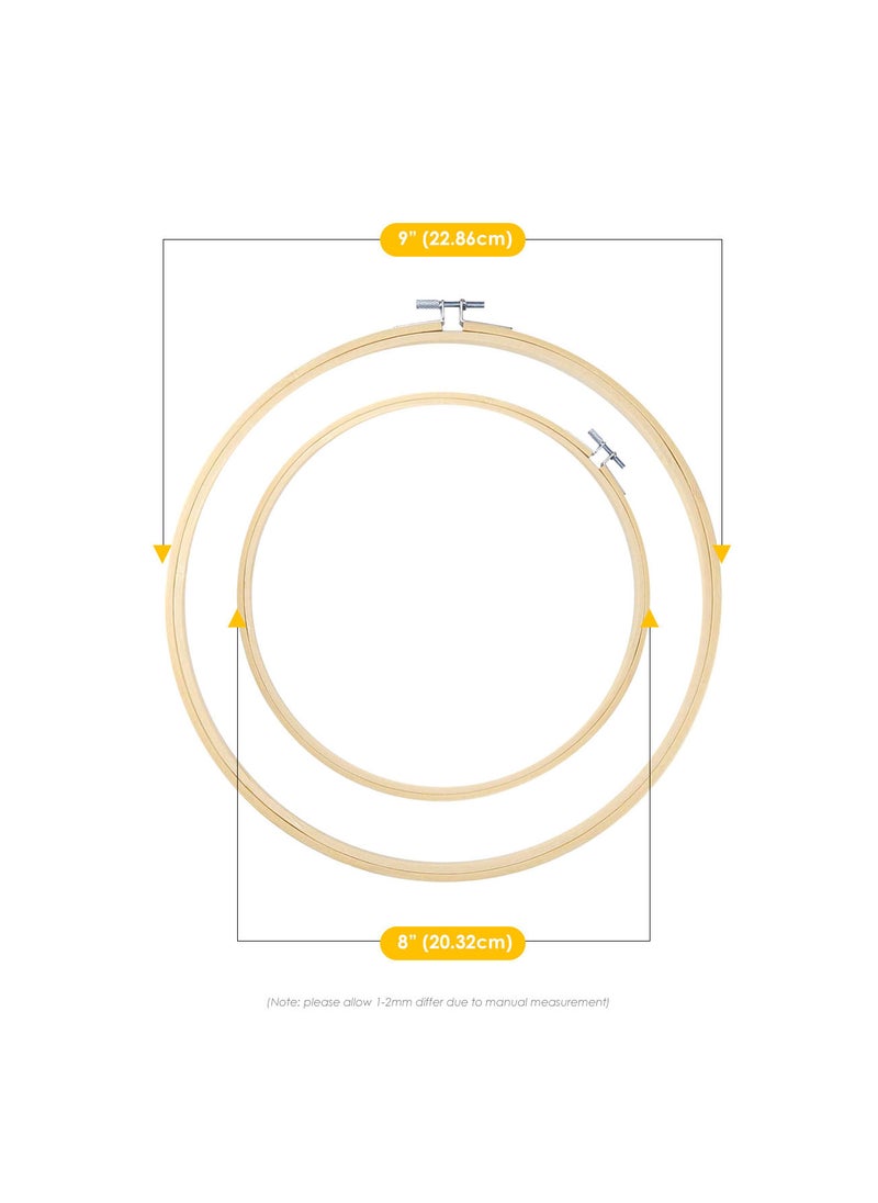AIWANTO 2-Piece Embroidery Hoop Bamboo Circle Cross Stitch Hoop Ring for Art Craft Handy Sewing  - Image 3