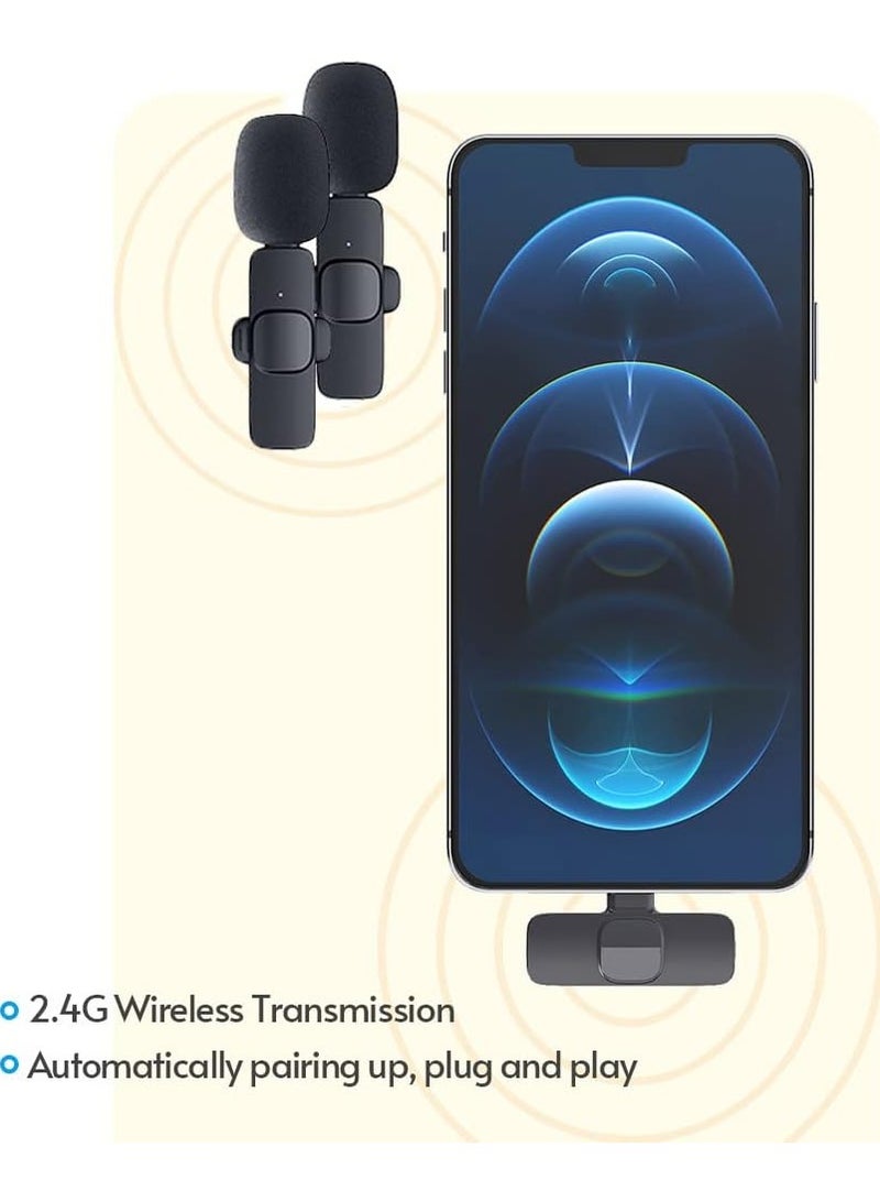 Mini Wireless Clip-on Lavalier Microphone Omnidirectional Mic 2 Transmitter 1 Receiver with Wind Type-C Port Replacement for Android Smartphone Live Stream Interview Video Conference - Image 5