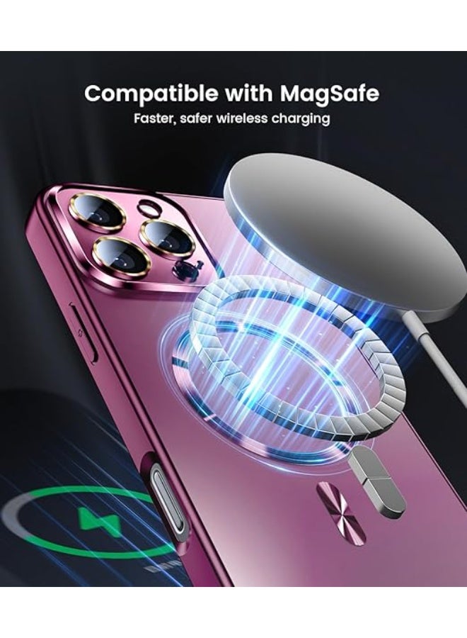 Compatible with Magnetic for iPhone 16 Pro Max Case, Built-in Camera Lens Protector, Compatible with MagSafe, Slim AG Matte Phone Case [Military-Grade Protection] Silicone Cover, Burgundy - Image 5
