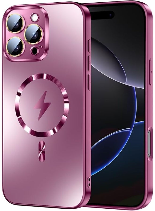 Compatible with Magnetic for iPhone 16 Pro Max Case, Built-in Camera Lens Protector, Compatible with MagSafe, Slim AG Matte Phone Case [Military-Grade Protection] Silicone Cover, Burgundy - Image 1