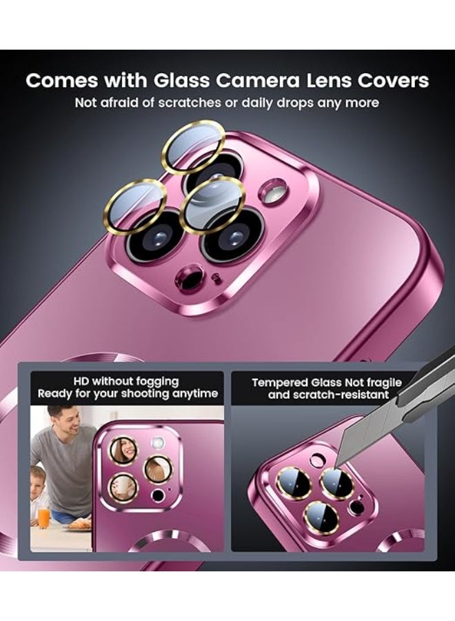 Compatible with Magnetic for iPhone 16 Pro Max Case, Built-in Camera Lens Protector, Compatible with MagSafe, Slim AG Matte Phone Case [Military-Grade Protection] Silicone Cover, Burgundy - Image 3