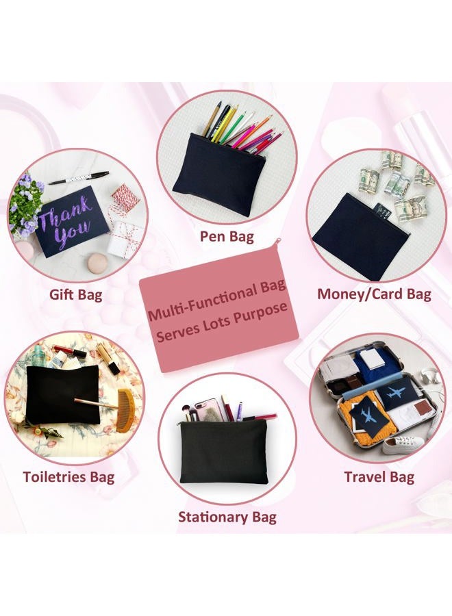 Koolmox 20 Makeup Bags in Bulk, 9x7'' Large black canvas pouch with Zipper, Cotton Cosmetic Bags Wholesale Plain Black Canvas Pouch for Painting, Heat Transfer Printing, Crafting, Decoration, Drawing - Image 3