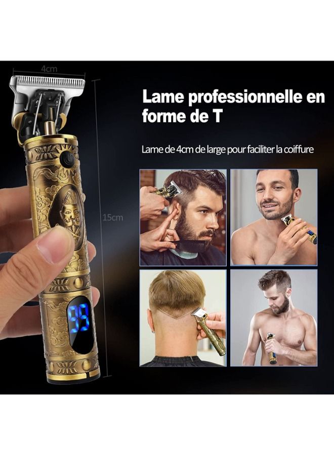 Daling مقص شعر احترافي للرجال، مقص شعر طويل، مقص لحية، مقص شعر لاسلكي، قابل لإعادة الشحن، شاشة LED، مقص لحية للرجال ومصففي الشعر - Image 1