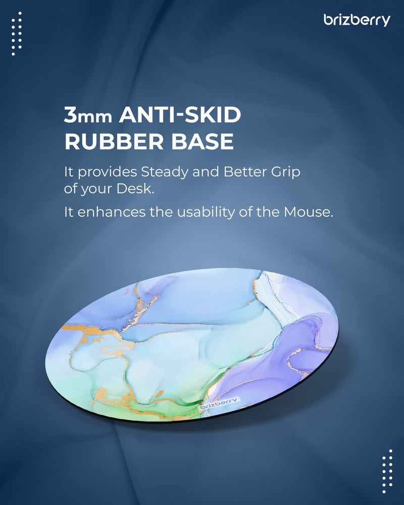ARTBRIZ Brizberry Mouse Pad, Large Printed Waterproof Anti Skid Rubber Base for Desktop Laptop PC Office Gaming 240 X 240 X 3 mm [20% Larger] (Marble Texture 6, Pack of 1) - Image 4