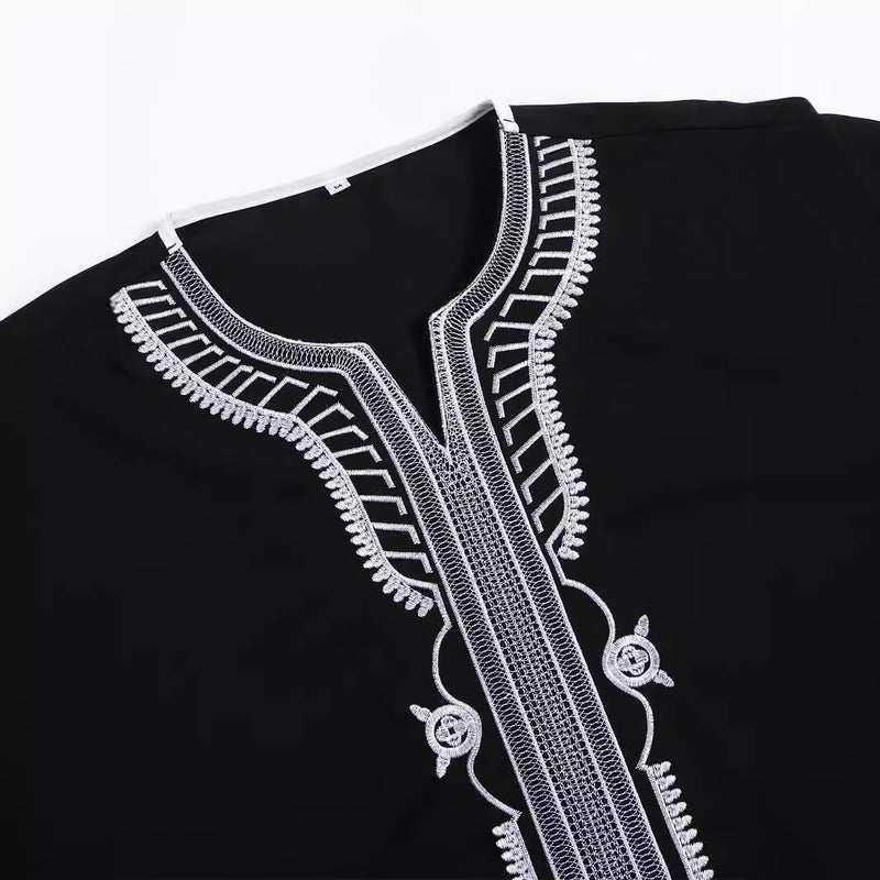 Men's Embroidered Moroccan Long Kurta Robe with Relaxed Fit - Image 3