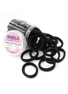 HOYOLS HOYOLS Cotton Hair Ties 16 Inch Soft  Stretch Large Nylon Fabric Ponytail Holder Bands for Thick Heavy Curly Hair No Slip No Damage Seamless Headbands 50 Pcs Black 