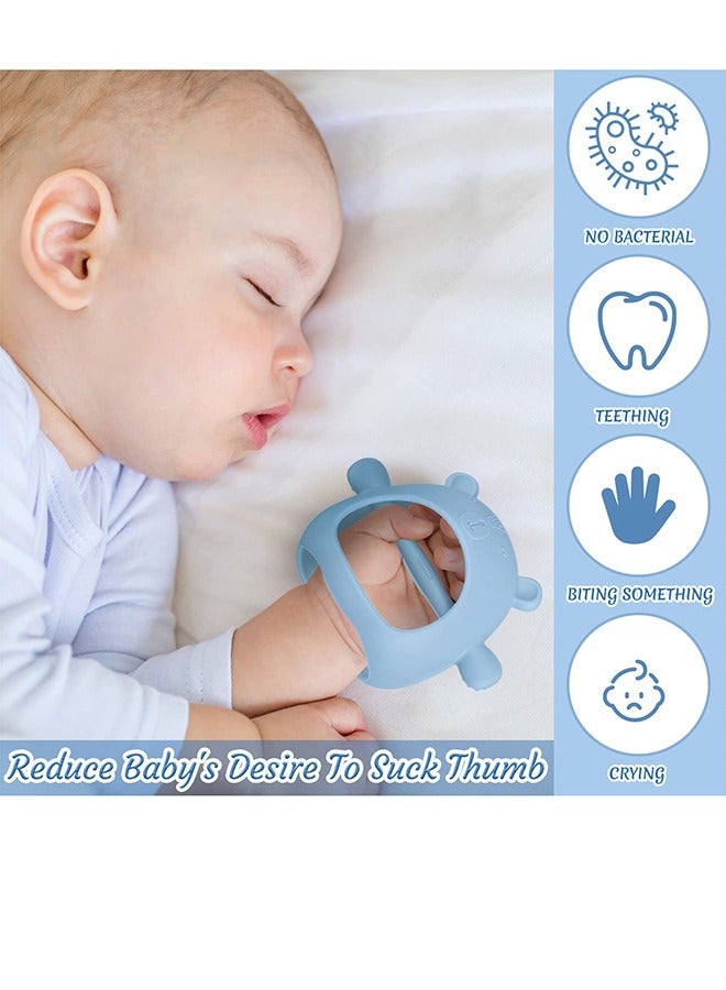 Beauenty Baby Teething Toys – 2-Pack Bear-Shaped Silicone Teething Mittens for 0–12M, BPA-Free, Anti-Drop, Soothing  Easy to Clean, Pink  Green  - Image 4