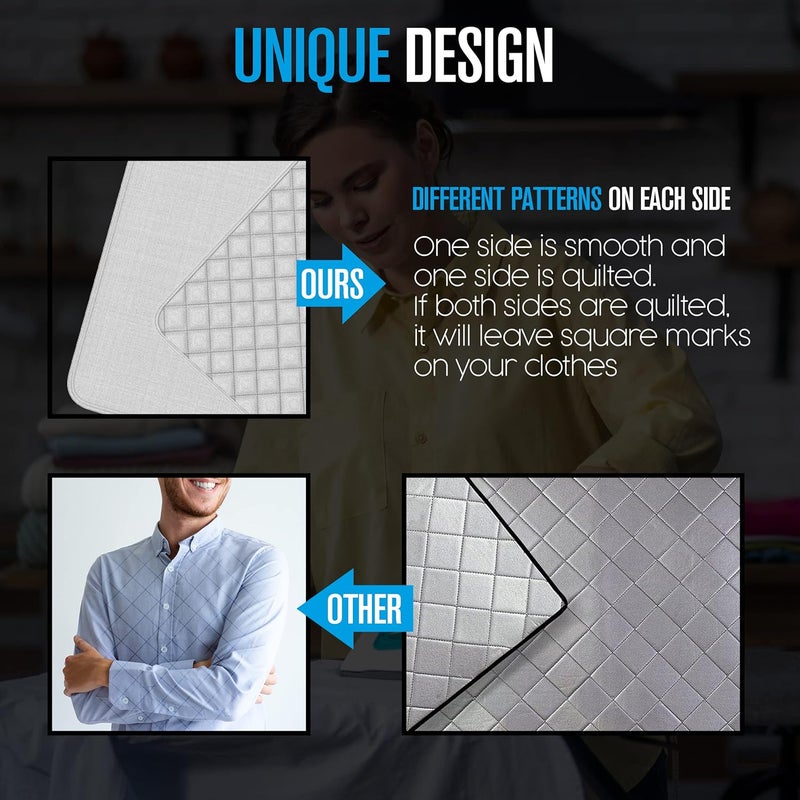 Houseables حصيرة كي، وسادة كي، حصيرة حديد، وسادة حديد، واقي سطح المجفف، مغناطيسي، محمول، غطاء بطانية لسطح الطاولة، سطح العمل، الغسالة، لوح السفر، الخياطة، القماش، واسع، سميك، 33 × 17 - Image 2