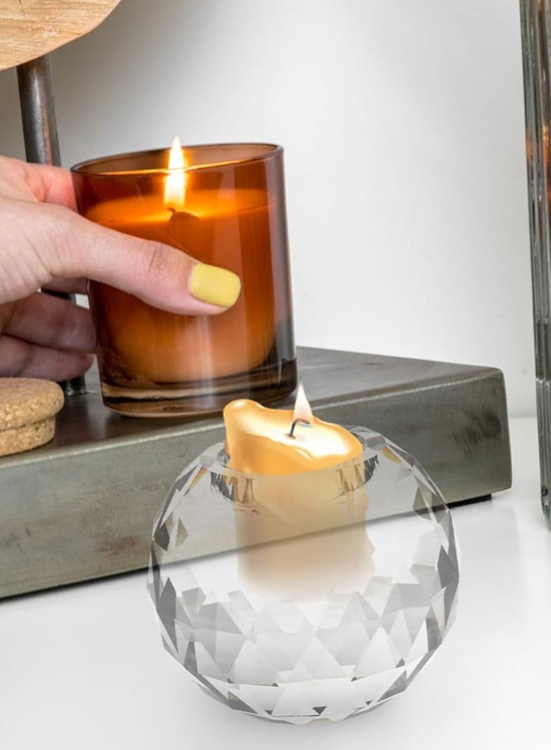 Candlestick Holder Modern Simple Glass Candlestick Small Decorative Candlestick Holder Table Decoration Candle Holders(Large)80×80mm - Image 3
