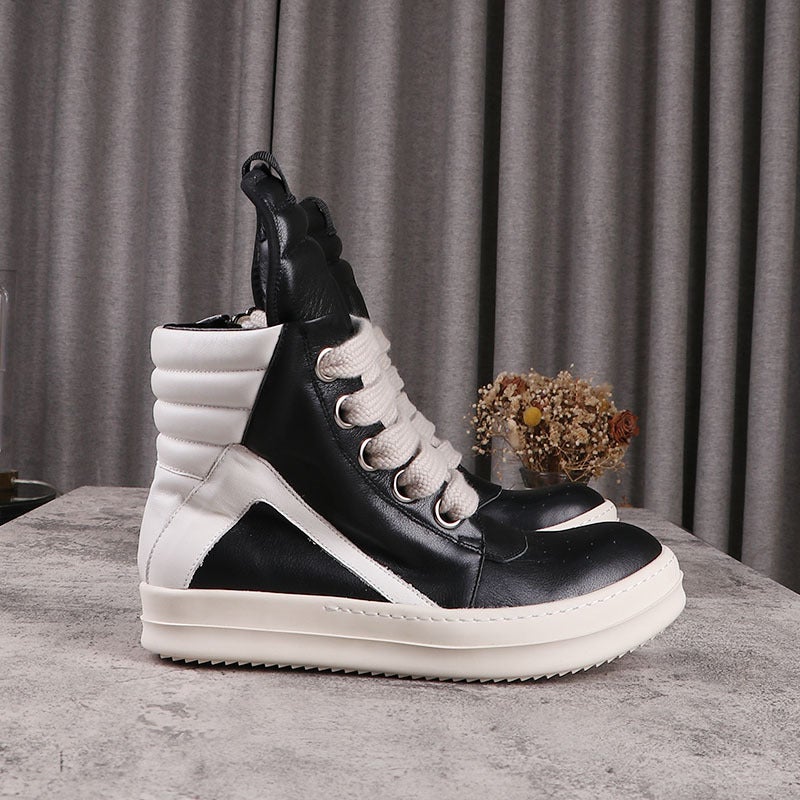 C501 Genuine Leather Ro Inverted Triangle Pentagram Trendy Platform Sneakers Women'S Fashionable Shoes Gd Same High-Top Men'S Classic - Image 2