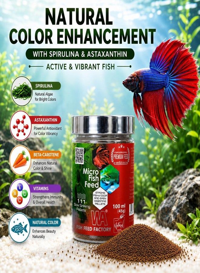 VAYINATO WA Micro Fish Feed 45g | Slow Sinking Pellets for Betta, Tetra & Small Tropical Fish | High Marine Protein Formula with Spirulina, Astaxanthin & Omega-3 | Complete Daily Nutrition - Image 5