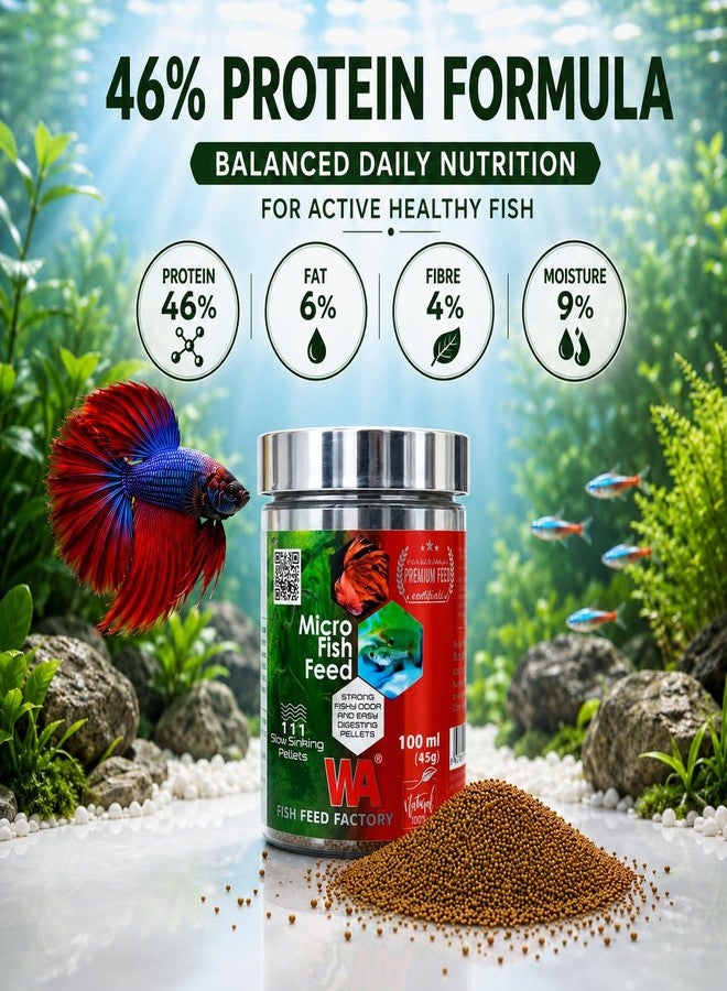 VAYINATO WA Micro Fish Feed 45g | Slow Sinking Pellets for Betta, Tetra & Small Tropical Fish | High Marine Protein Formula with Spirulina, Astaxanthin & Omega-3 | Complete Daily Nutrition - Image 4