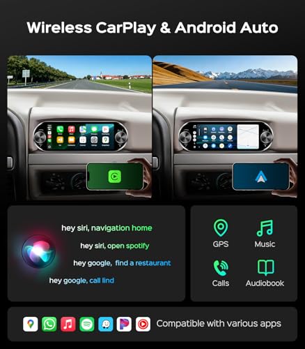 AINAVI 6.86" Single Din Touchscreen Car Radio Wireless CarPlay/Wired Android Auto, 1280 * 480 QLED Car Stereo 2+64G with Bluetooth AM/FM/HD Backup Camera - Image 2