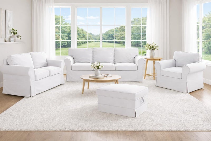 Custom Slipcover Replacement Ektorp 3 Seat Sofa Cotton Cover Replacement Slipcover Compatible with IKEA Ektorp Sofa Cover (White Flax Cotton) - Image 2