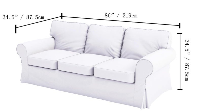 Custom Slipcover Replacement Ektorp 3 Seat Sofa Cotton Cover Replacement Slipcover Compatible with IKEA Ektorp Sofa Cover (White Flax Cotton) - Image 3
