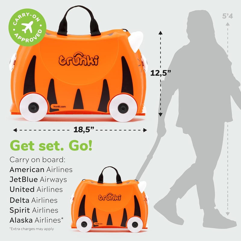 trunki Tipu The Tiger Ride On Suitcase, Orange, Piece Of 0 - Image 2