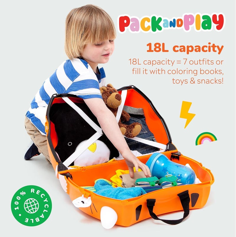 trunki Tipu The Tiger Ride On Suitcase, Orange, Piece Of 0 - Image 4