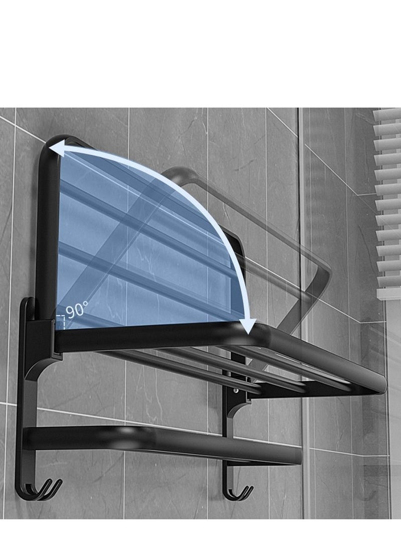 Sharpdo Bathroom Towel Rack Non Perforated Storage Rack Wall Mounted Foldable Towel Storage Rack  - Image 2