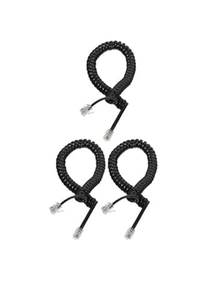 Coiled Telephone Cord 3 Pack Black Spiral Cable For Desk Phones Home Office - Image 1