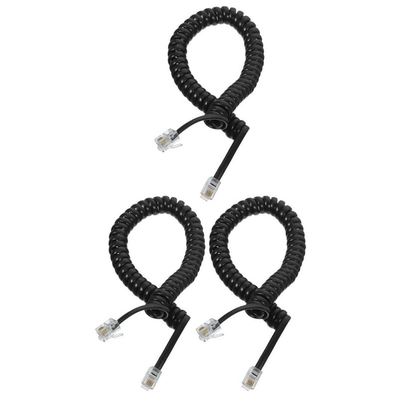 Coiled Telephone Cord 3 Pack Black Spiral Cable For Desk Phones Home Office - Image 2