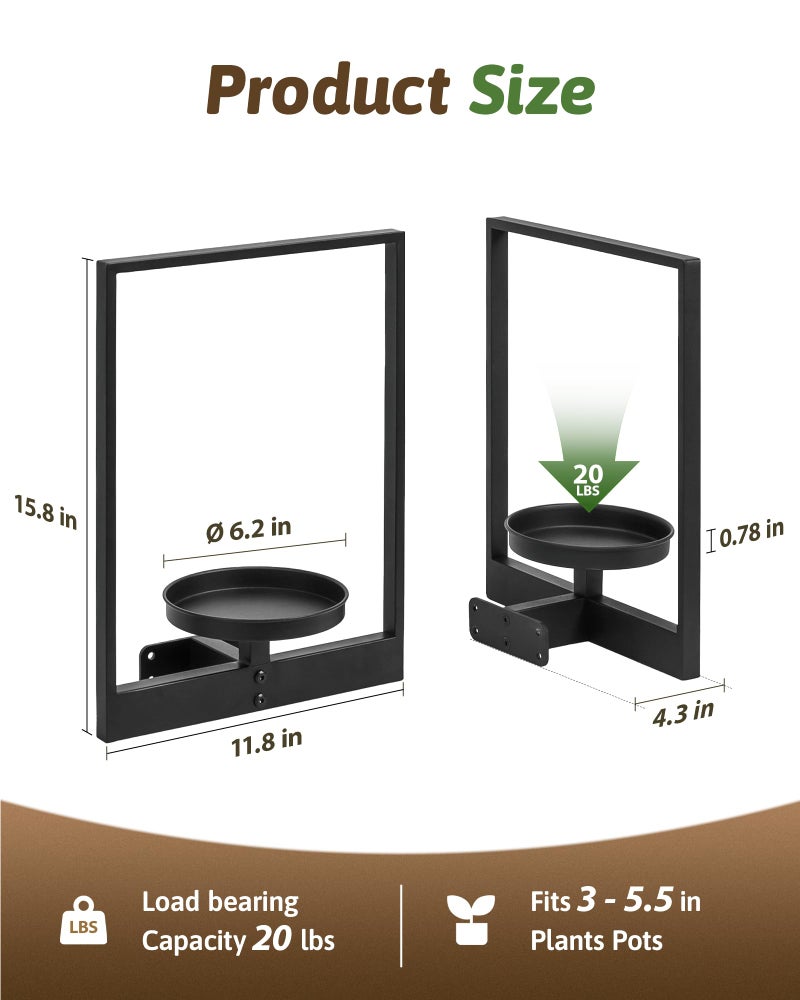 GENTINGBRO Wall Plant Holder Wall Planters for Indoor Plants Plant Wall Shelf Plant Hanger Indoor Hanging Plant Holder Plant Wall Hanger for Living Room Window Balcony - Image 4