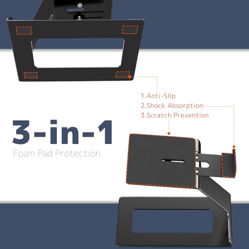 PUTORSEN Desk Speaker Stands,Desktop Speaker Stands for Most Small & Medium Bookshelf Speakers, Computer Speakers,Depth Up to 7.71in,6 Tilt Angle,Speaker Risers with Vibration Absorption Pad, Black - Image 5
