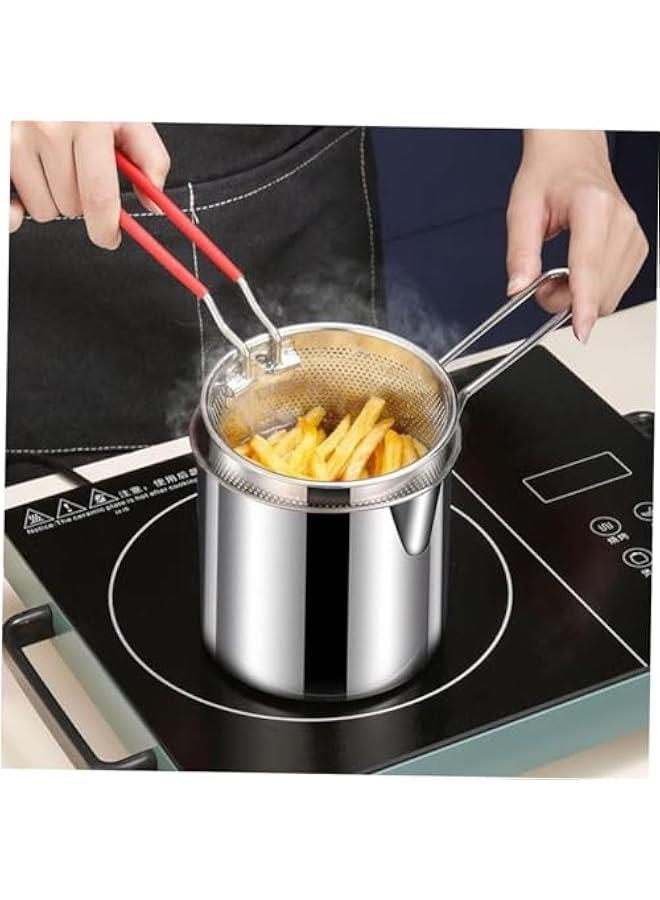 Deep Fryer Pot with Oil Strainer Basket and Clip,304 Stainless Steel Deep Frying Pot for Frying Fish Shrimp and Chicken,Easy to store - Image 2