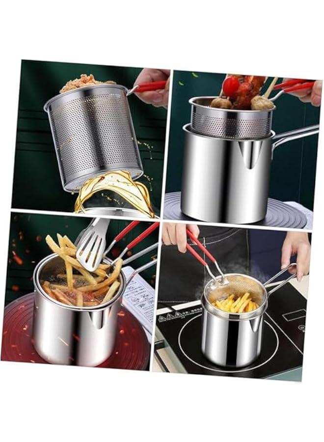 Deep Fryer Pot with Oil Strainer Basket and Clip,304 Stainless Steel Deep Frying Pot for Frying Fish Shrimp and Chicken,Easy to store - Image 5