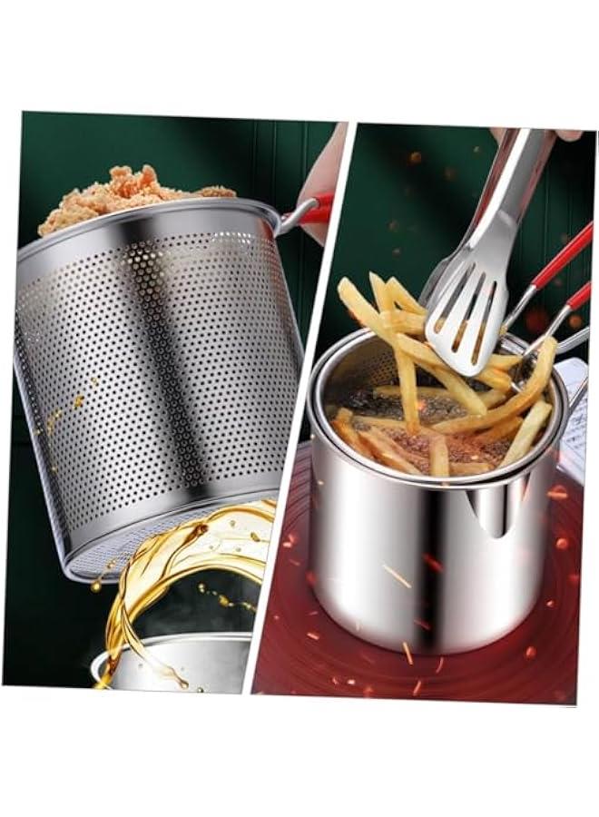 Deep Fryer Pot with Oil Strainer Basket and Clip,304 Stainless Steel Deep Frying Pot for Frying Fish Shrimp and Chicken,Easy to store - Image 4