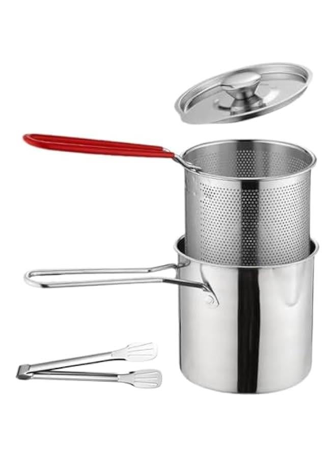 Deep Fryer Pot with Oil Strainer Basket and Clip,304 Stainless Steel Deep Frying Pot for Frying Fish Shrimp and Chicken,Easy to store - Image 1