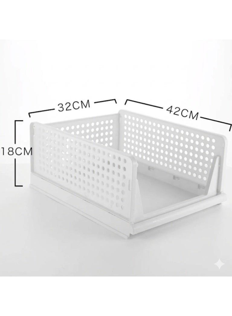 1 Pack Folding Closet Organizers Storage Box, Stackable Storage Bins, Plastic Drawer Basket Closet S