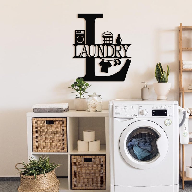 XORT Laundry Room Decor Sign, Vintage Metal Laundry Sign Wall Art for Modern Home, Kitchen, Bathroom Hanging Decoration. (Black - 12 x 14 inch) - Image 2
