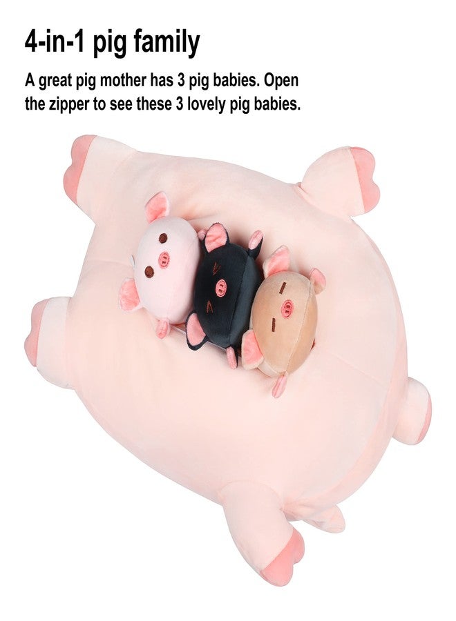 Achwishap Pig Stuffed Animal Mommy 19.6” with 3 Pig Plushies,4 PCS Cute Pig Plush Pillow,Kawaii Toys Soft Hugging Pillow for Kids Girls Boys Gifts(Pink Pig Family) - Image 5