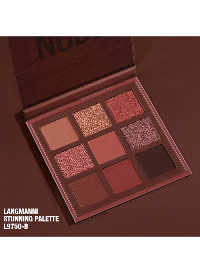 LANGMANNI 9 Shades of Eye Shadow Palettes Makeup Eye Shadow Palettes Pink Eye Shadow Wine Red Eye Shadow Waterproof Long Lasting Natural Mixing Pigment Makeup B - Image 2