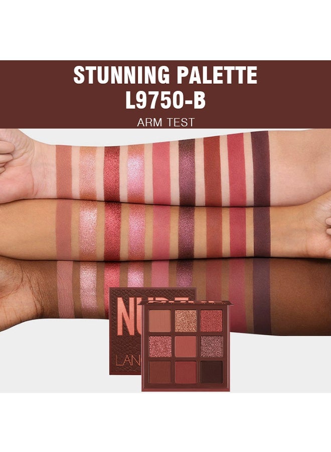LANGMANNI 9 Shades of Eye Shadow Palettes Makeup Eye Shadow Palettes Pink Eye Shadow Wine Red Eye Shadow Waterproof Long Lasting Natural Mixing Pigment Makeup B - Image 3