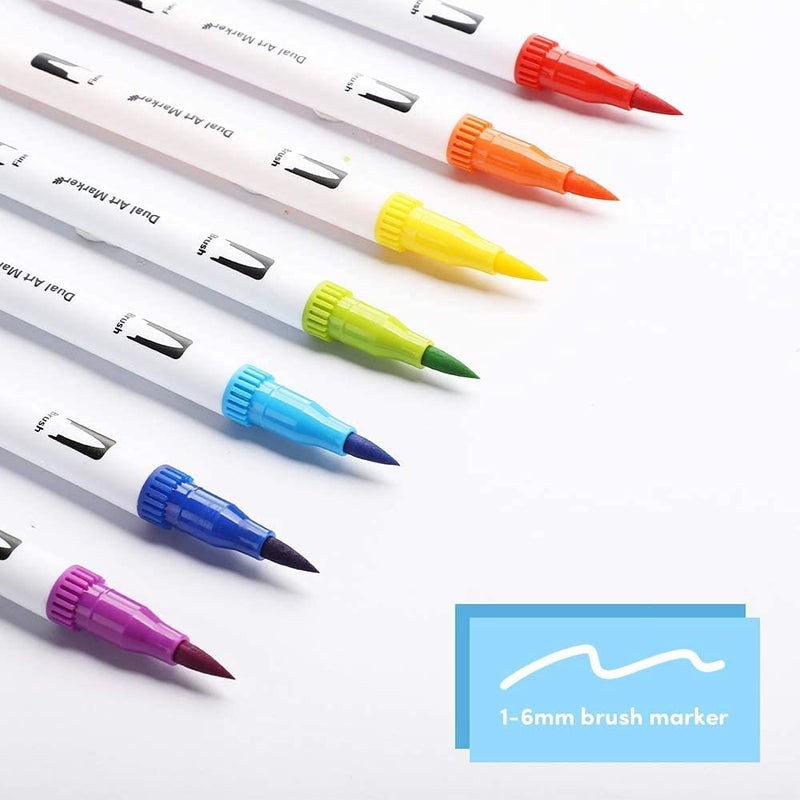 worison Dual Tip Brush Marker Pens Artistic Watercolor 36 Brush Tip With Fine Line 0.4Mm And Markers Pen With 1-2 Mm Tip For Writing Drawing Coloring, Multicolor - Image 3