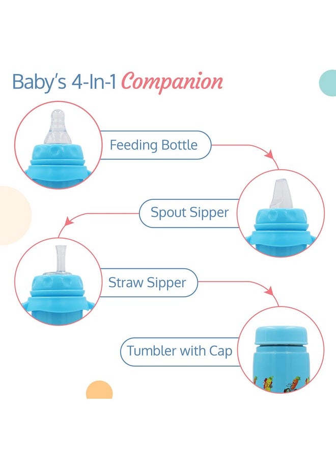 LuvLap 4 in 1 Slim Neck Steel Baby Bottle Cum Sipper with Handle, Made of SS304 Rust Free Steel, BPA Free, Odour Free, Anti Colic Nipple, Spout, Weighted Straw & Cap, Blue, 3M+, 240 ml - pzsku/ZC2B6847162DF4A29280BZ/45/_/1738305255/2b595af1-1efd-4bf9-b6be-dbe207cf3032